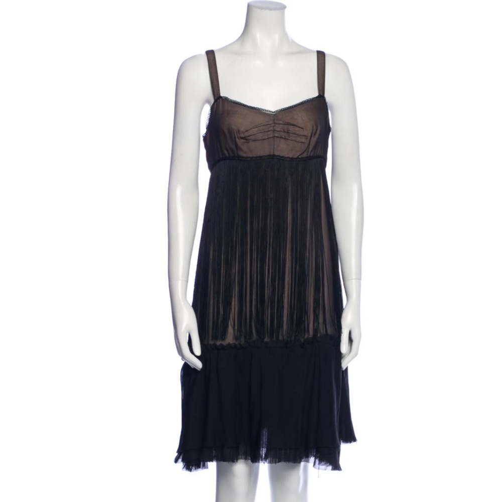 Docle & Gabbana Flapper Silk Midi Party Dress Black Bow Sparkles Size 6 sz 42